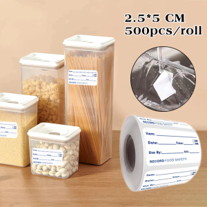 500pcs/roll Food Labels for Catering Food Date Storage Labels Food Safety Date Sticker