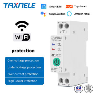 TAXNELE Smart Life TUYA WiFi MCB Circuit Breaker Power Metering Over Current Under Voltage Protect 1-63A Wireless Remote Control Switch