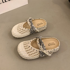 Free Shipping Trendy Mesh Slippers For Women 2026 Summer Collection Slip-On Design Thick-Soled Sandals Korean Style Breathable And Comfortable With A Closed-Toe Design