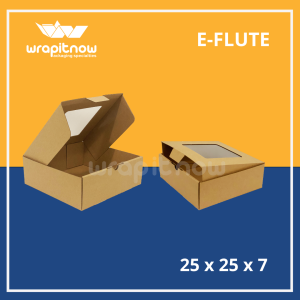 (Isi 20 pcs) Kardus E-flute Die Cut 25x25x7 Jendela// eflute dus nasi packing olshop hampers souvenir dus catering dus cake brownies kado chiffon mini bolu baju kain jilbab