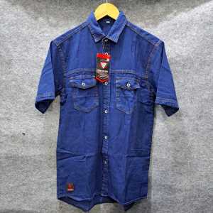 Kemeja Jeans Pendek Pria Hem Jeans Pendek Jumbo Size L sampai XXXL
