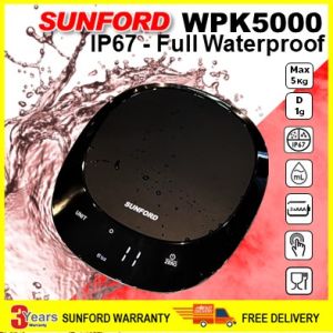 SUNFORD WPK5000 เครื่องชั่งดิจิตอล กันน้ำ 100% IP67 ขนาด 5 กิโลกรัม ละเอียด 1 กรัม จอ LCD งานอาหาร เบเกอรี่ ตาชั่งกันน้ำ กิโลกันน้ำ Sunfordthai