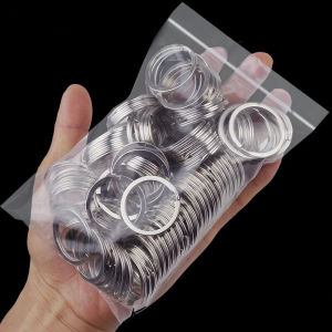 100Pcs Silver Plated Metal Blank Keyring Keychain Split Ring Keyfob Key Holder Rings Polished Split Ring Keyrings Stainless Steel DIY Key Chains Key Ring Accessories