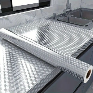 1 Roll Waterproof Kitchen StickersOil-proof Self-adhesive Kitchen Wallpaper Aluminum Film 40cm*5m