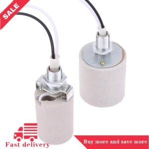 [COD] LED Light Ceramic Screw Heat Resistant Adapter Home Use Socket Round For E14 Bulb Base E27 Lamp Holder With Cable