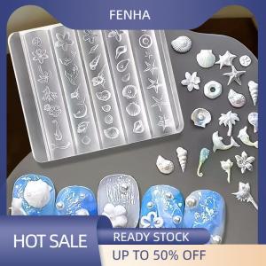 FENHA 1 Pcs 3D Lily Flower Sea Shell Conch Coral Starfish Acrylic Nail Mold DIY Silicone Manicure Nail Art Decorations Mold