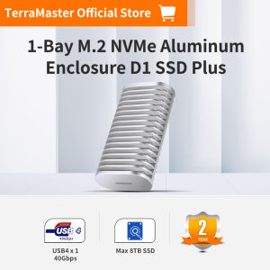 TERRAMASTER D1 SSD Plus 40Gbps M.2 NVMe SSD Enclosure - Aluminum M.2 Enclosure USB Type-C Compatible with USB 4/3.2/3.1/3.0/2.0 Thunderbolt 5/4/3 Mobile App for Data Backup Included (Diskless)