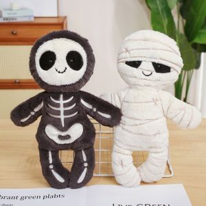 YUDESHUI Halloween Đồ chơi búp bê nhồi bông Trắng Đen Phong cách đầu lâu của mẹ Búp bê anime nhồi bông 13/20/33cm. dây chuyền ba lô Quà tặng ngày lễ