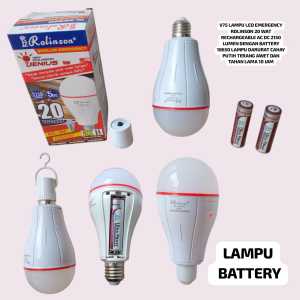 V75 ORI BOHLAM LAMPU 20 W EMERGENCY ROLINSON  20WAT AC DC 2150 LUMEN 2 BATERAI 18650 LAMPU DARURAT L