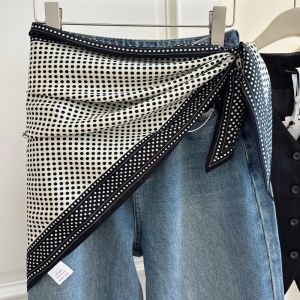MUMU Multi-functional Floral Triangle Scarf Silk Satin Matching Pants Decorative Headscarf Elegant Womens Necktie Summer