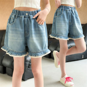 Teen Girls Lace Denim Shorts New Summer Sweet Clothes New Arrivals Childrens High Waist Fashion Cute Shorts 5 7 9 11 12 13 14Y