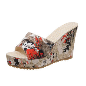 [Free Shipping] New Spring Wedge Sandals Fashion High-Heel Sandals Peep-Toe Slip-On Sandals