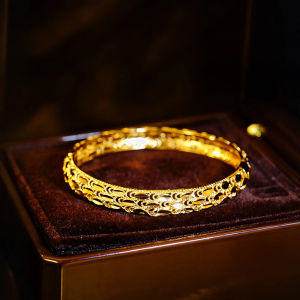 SEQUITO High Grade Women Wrist Jewelry Open Cuff 24K Yellow Gold Plated Slender Bangle Engagement Accessories B385
