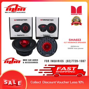 New Item Monster Audio SMD-653 6.5" Midrange Speaker 650W RMS1300W Max PowerHigh Quality Car Audio System Speaker 2pcs