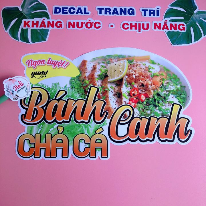 Decal Trang Trí BÁNH CANH CHẢ CÁ Hình Dán Quán Ăn Vặt, Trà Sữa, Cà Phê ...