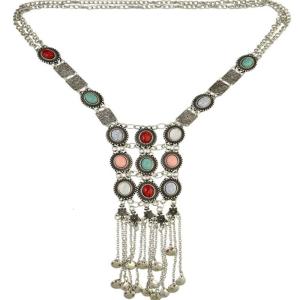 Handmade Ethnic Styles Turquoise Necklace Unique Tassels Sweater Necklace Casual Party Accessory