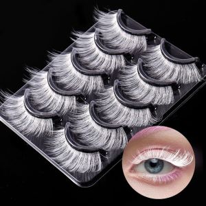 MISSLADY 3 Pairs Manga White False Eyelashes Natural Dramatic Cosplay Eyelashes Fake Eye Lashes Dense Fluffy Faux Mink Eyelashes Makeup Tool