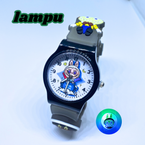 Jam Tangan Anak Karakter Labubu Lucu Dengan Tali Lampu LED - Desain Monster Labubu Tali Silikon