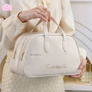 Túi đựng mỹ phẩm lớn 2 ngăn kéo hình thang da PU cao cấp Twinkle little star