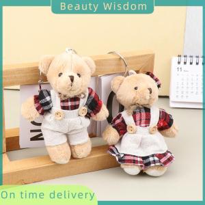 Beauty Wisdom Cartoon Wear Clothes Bear Plush Toy Keychain Soft Stuffed Doll Pendant Backpack Car Bag Key Ring Decor Kid Gift