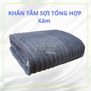 Khăn tắm tuyết nhung 70x140cm sọc sóng nước THAI BINH TOWEL sợi microfiber mềm mịnNhà Tắm khan