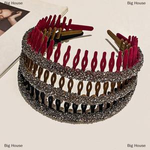 [COD] Big House ห่วงรัดผมแฟชั่นสำหรับผู้หญิงสายคาดผมแบบมีฟันกันลื่นที่คาดผมแฟชั่นทำจากพลอยเทียมอะคริลิค