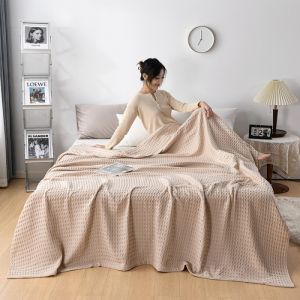 Cotton Waffle Gauze Towel Quilt Soft Skin-friendly Sofa Cover Blanket Summer Quilt Air-conditioning Blanket Bedspread