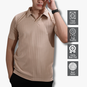 Polo Shirt Kaos Kerah Lengan Pendek Pria Keren Dewasa Bahan Knit Berkualitas Halus & Elastis Terbaru