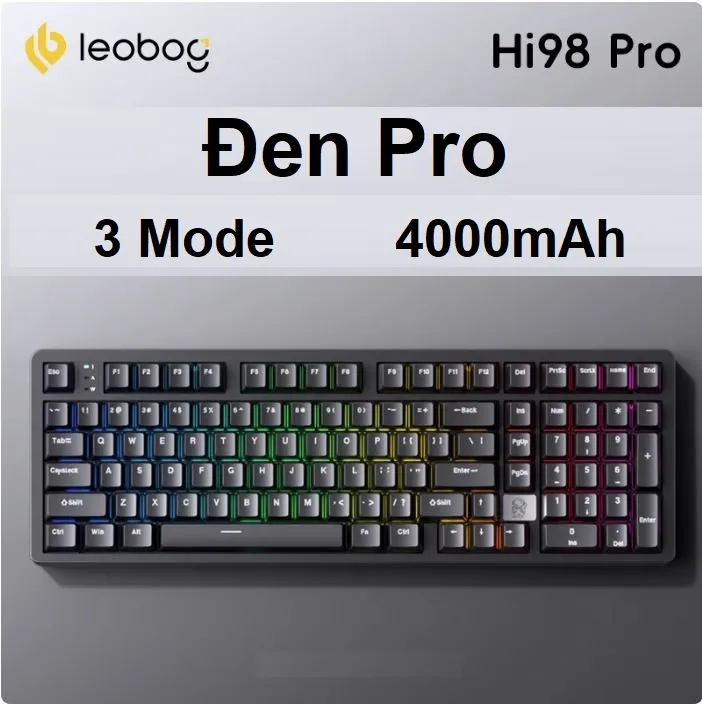 Bàn phím cơ nhôm full size LEOBOG Hi98 Pro, Mạch Xuôi, RGB, Plate FR4, hotswap 5 pin, 98% | BigBuy360 - bigbuy360.vn Bàn phím cơ nhôm full size LEOBOG Hi98 Pro, Mạch Xuôi, RGB, Plate FR4, hotswap 5 pin, 98% | BigBuy360 - bigbuy360.vn