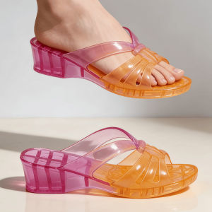 [Free Shipping] MomS Crystal Shoe Bathroom Plastic Slippers For Outdoor Use WomenS Non-Slip Transparent Jelly Shoes