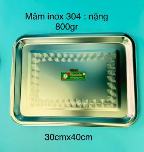 Mâm inox sus 304 cao cấp siêu đẹp khay mâm inox hình chữ nhât đa năng THAPHAFAC hàng nặng kích thước rõ ràng.