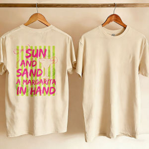 [Local Stock] HBESTY  Sun Sand Salt Beach Cotton T-Shirt Summer Shirt Trendy Beach Tee for Women Summer Vacation Shirts Womens Beach Summer Tee Tops