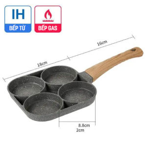 Chảo Đá Chiên Trứng làm bánh chống dính 4 ngăn dùng được bếp từ và bếp gas