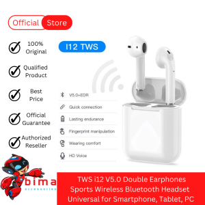Handsfree/Headset/Earphone Bluetooth Sport TWS (True Wireless Stereo) V 5.0 + EDR TWS i12