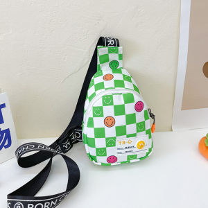 Magic Selection Bag Kids Fashion Crossbody Belt Bag Checkerboard figure Design Chest Bag Adjustable Boys Girls