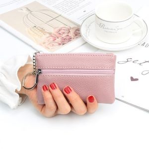 Double-Sided Leather Coin Purse Fashion PU Leather Multi-Function Card Slot Storage Bag Mini Zipper Wallet Key Bag