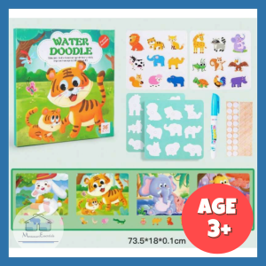 (Forest Animal) Water Doodle Painting Book with Pen – Age 3+ Kid Children Reusable Water Coloring Drawing Book Mess-Free Toddler Educational Toy