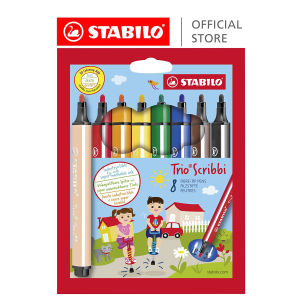 STABILO Trio Scribbi Felt Tip Pen Super washable ink - wallet of 8/14 assorted colours