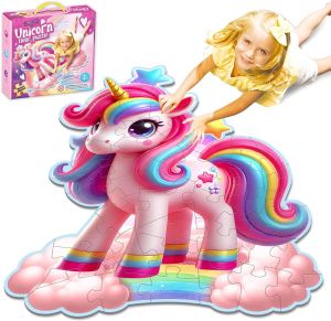 Unicorn Floor Puzzles for Kids Age 4-6 45PCS Giant Floor Puzzles Educational Jigsaw Puzzles for Kids Unicorn Gifts for Girls 4 5 6 7 8 Years Old