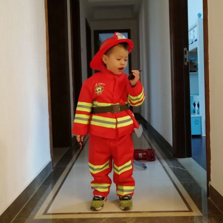 Baby Birthday Gift Children Kids Cosplay Costume Fireman Pretend Play Dress  Up Firefighter Sam Work Uniform Lazada PH