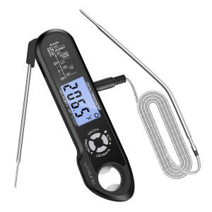 Brifit Digital Food Thermometer Waterproof Meat Thermometer Instant Reaction Cooking Thermometer with Long Probe and Alarm for BBQ Oven Smoker Grill Meat Food Bath Water