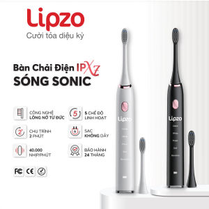 Bàn Chải Điện Lipzo [TẶNG 2 TUÝP KEM ĐÁNH RĂNG DƯỢC LIỆU  110G] Công Nghệ Sóng Âm Sonic Sạc Không Dây Chống Nước Bảo Hành 2 Năm