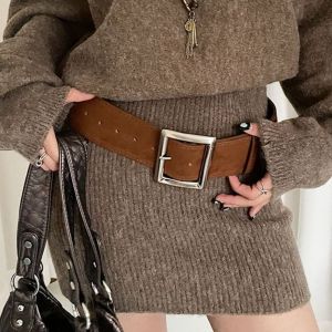 XINSU38 ตกแต่งกางเกงยีนส์ เข็มขัดแบบกว้าง ความกว้างความกว้าง หัวเข็มขัดสี่เหลี่ยม สายคาดเอว PU แฟชั่นสำหรับผู้หญิง หนังนิ่มนิ่ม การตกแต่งกางเกง ตกแต่งชุดเดรส