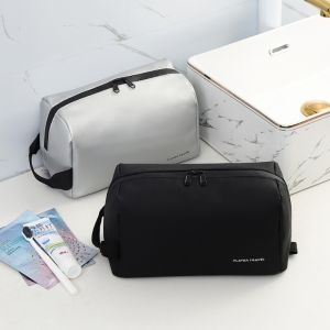 HEFEI Waterproof Man Cosmetic Bag Handheld Large Capacity PU Toiletry Bag Portable Dry and Wet Separation Makeup Bag Skincare Storage Bag
