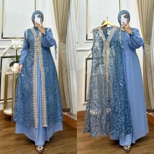 COD Naura Dres Ceruty Babydol Brokat Renda Dress Wanita Terbaru 2024 Kekinian Gamis Kondangan Murah