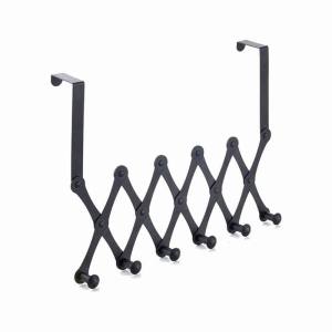 【SKIT SG】4/5/6 Hook Expandable Door Over the Hooks Behind Back Door Hanger Stainless Steel 6-Hooks Hanging Rack Clothes Towel Coat Hat Storage Organiser Organize Hang Key Holder Wall Door Organizer Retractable Telescopic Drill Free for Bedroom Bathroom