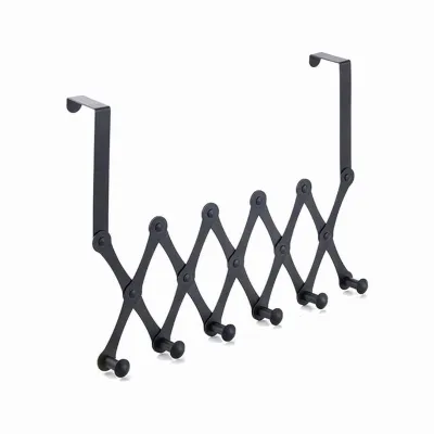 【SKIT SG】4/5/6 Hook Expandable Door Over the Hooks Behind Back Door Hanger Stainless Steel 6-Hooks Hanging Rack Clothes Towel Coat Hat Storage Organiser Organize Hang Key Holder Wall Door Organizer Retractable Telescopic Drill Free for Bedroom Bathroom