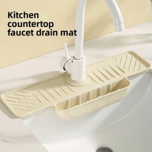 COOLCELLS Non Slip Faucet Splash Pad Slope Design Quick Dry Water Drip Catcher Waterproof Space-Saving Sink Draining Tray Kitchen Use