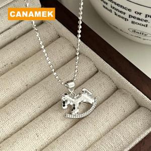 【CANAMEK】 Fashion Exquisite Pony Pendant Necklace For Woman Girlish Versatile Clavicle Chain New Year Jewelry Accessories Horse Year Gift