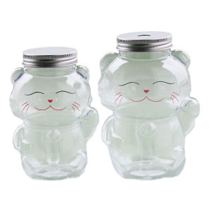 Fantic Cute Lucky Cat Water Bottle Transparent Juice Drink Bottle Milk Tea Bottle Coffee Juice Mouth ABle Drinking Cup